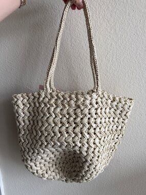 The Row Estelle Raffia Bag Tote in Wheat / White